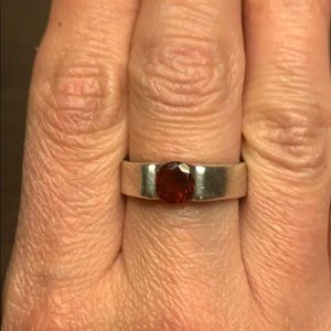 Red garnet set in sterling silver